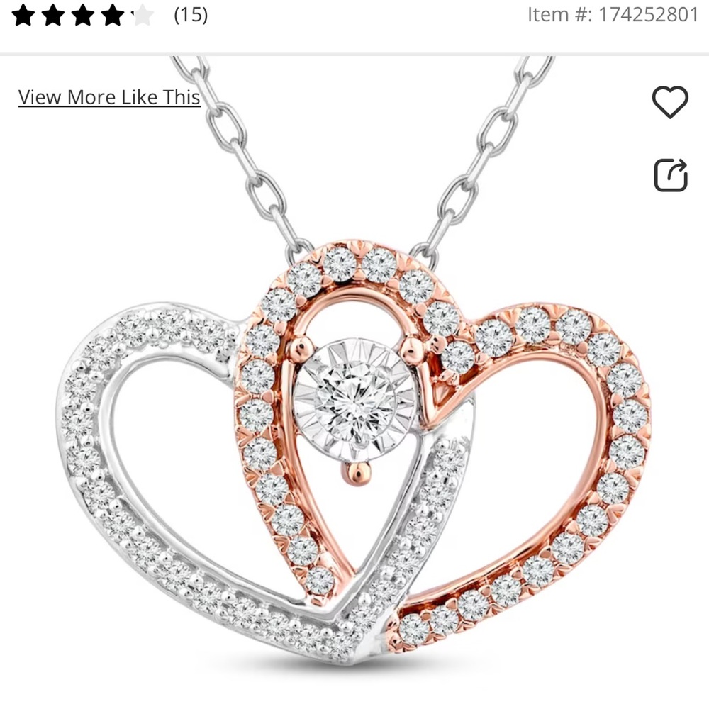 Kay Jewelers | Diamond Heart Necklace 1/4 ct tw Round-Cut 10K Two-Tone Gold 18"